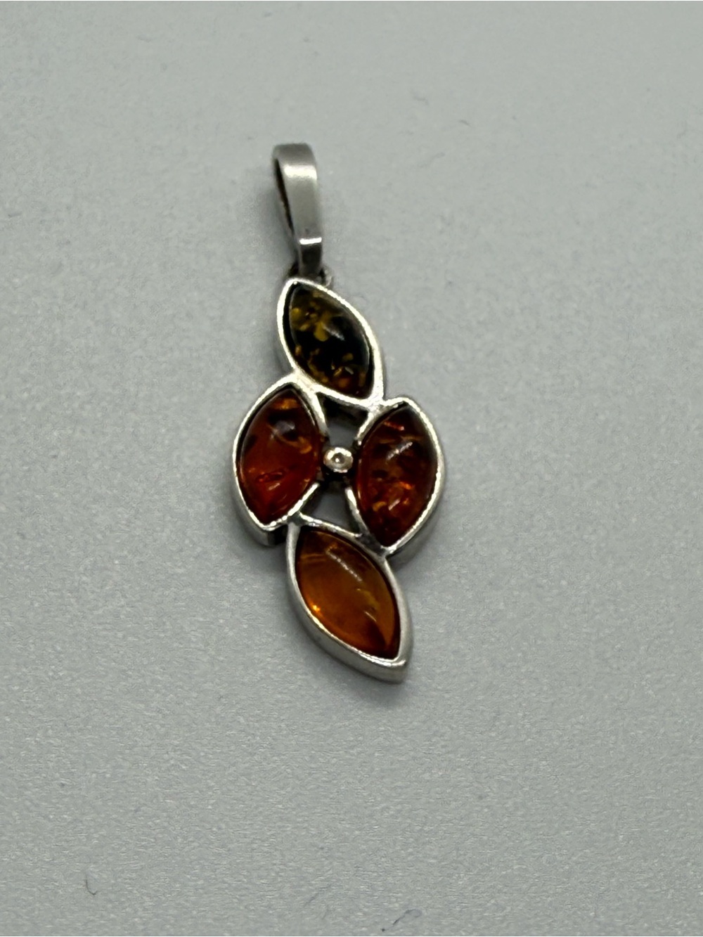 Vintage Amber Tone Marquise Pendant 1.25”